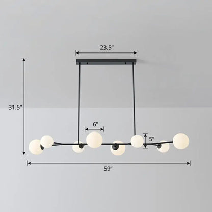Modern gold opal glass molecular island light for dining rooms
