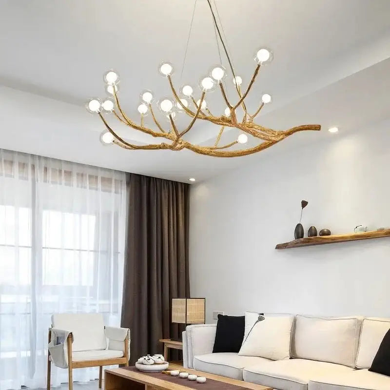 Golden iron tree branch bubble chandelier for dining room