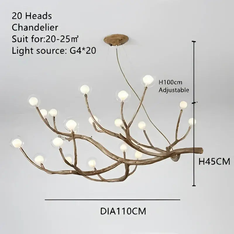 Golden iron tree branch bubble chandelier for dining room