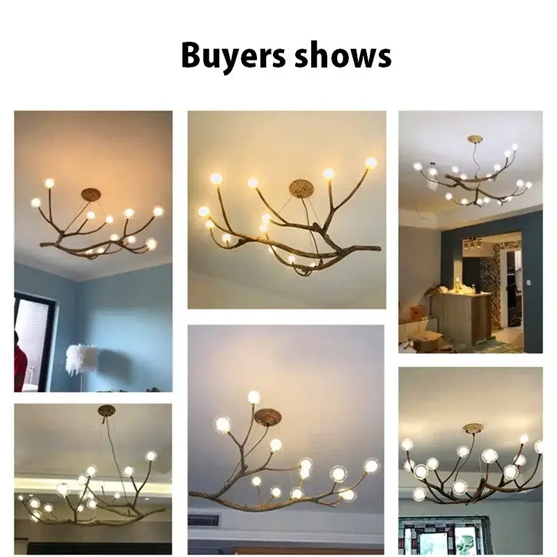 Golden iron tree branch bubble chandelier for dining room