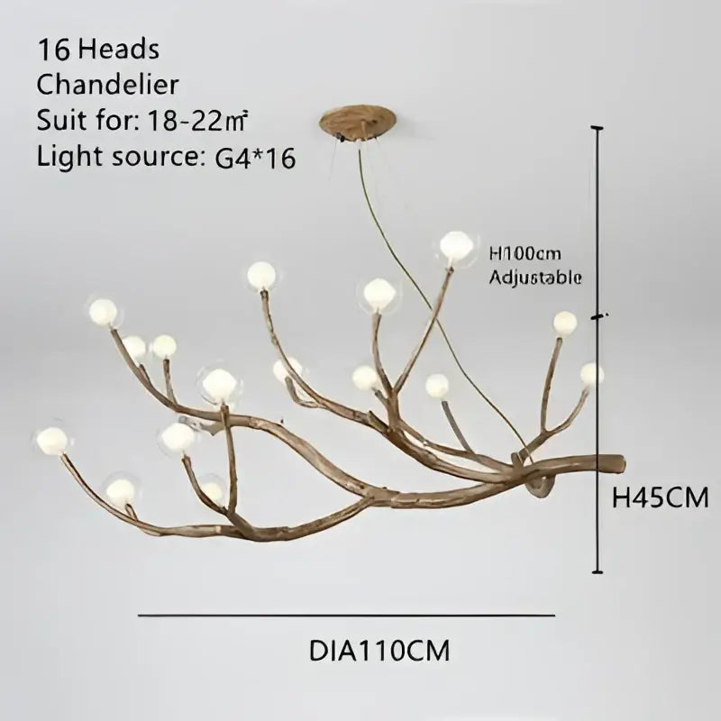 Golden iron tree branch bubble chandelier for dining room