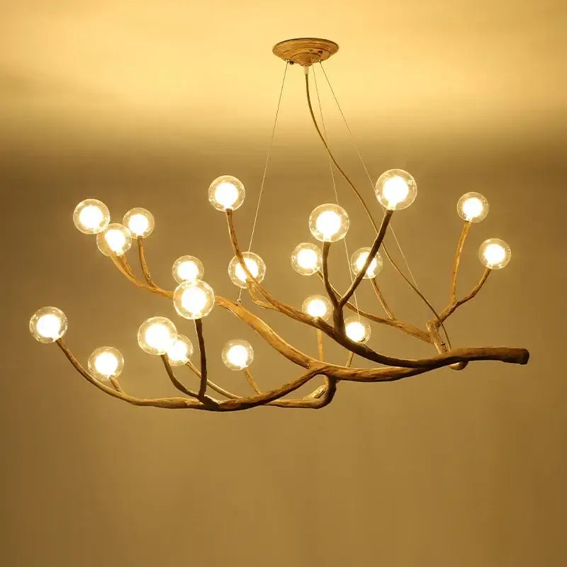 Golden iron tree branch bubble chandelier for dining room