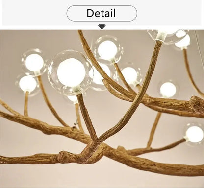 Golden iron tree branch bubble chandelier for dining room