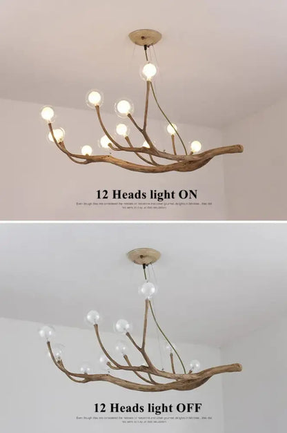 Golden iron tree branch bubble chandelier for dining room