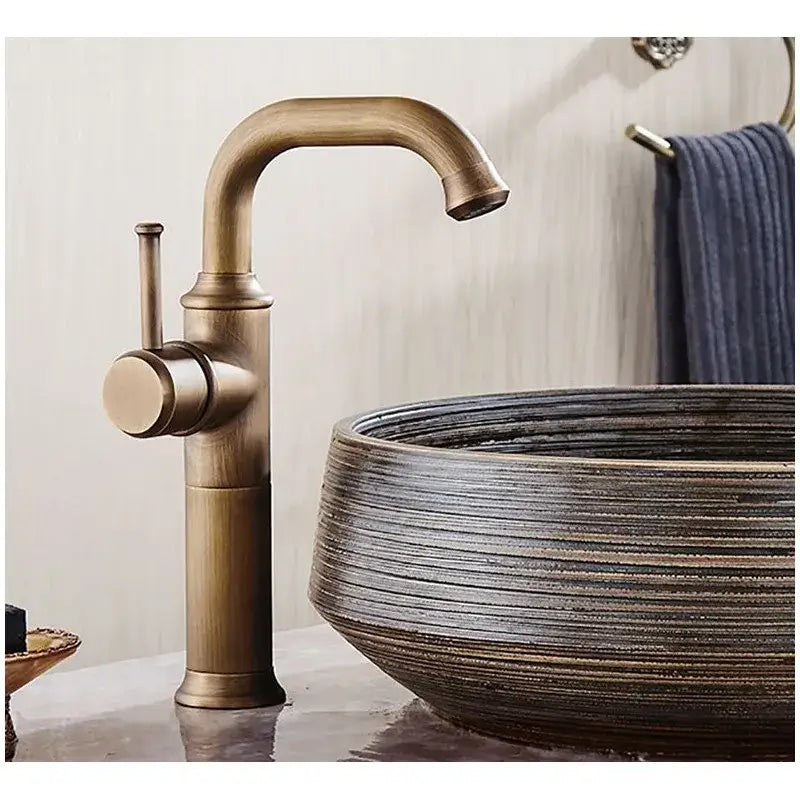 Antique brass single handle bathroom faucet – bathroom fixture