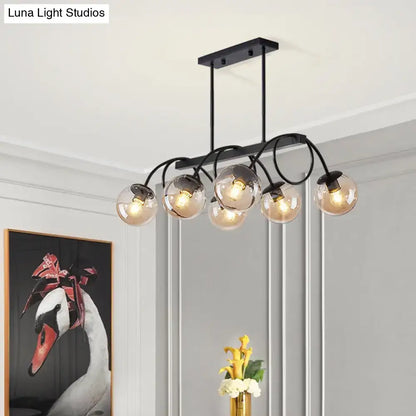 Modern black 5 globe glass chandelier dining room light 110v-120v
