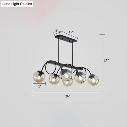 Modern black 5 globe glass chandelier dining room light 110v-120v