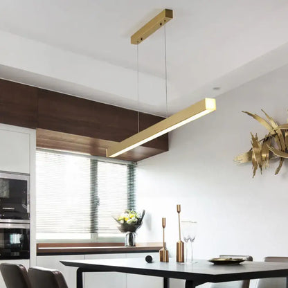 Modern gold pole shaped led suspension lighting dining room pendant