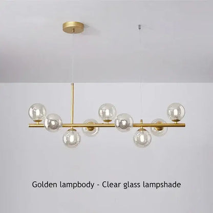 Sleek black metal glass ball chandelier for dining room