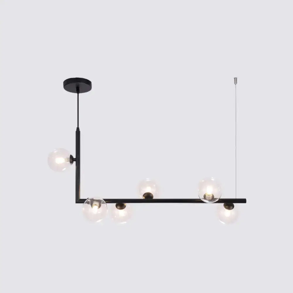 Modern black metal 5 light sleek glass pendant dining room chandelier