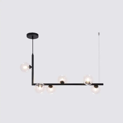 Modern black metal 5 light sleek glass pendant dining room chandelier