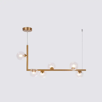 Modern black metal 5 light sleek glass pendant dining room chandelier