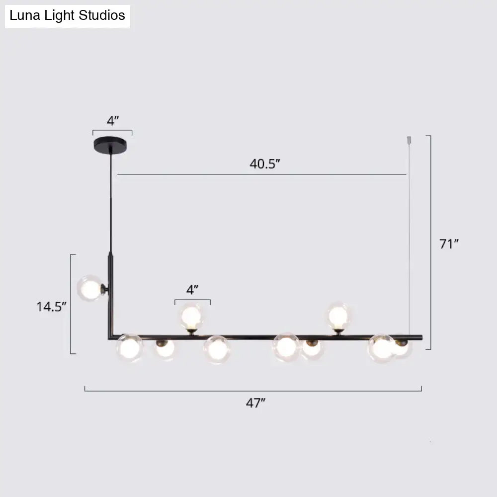 Modern black metal 5 light sleek glass pendant dining room chandelier