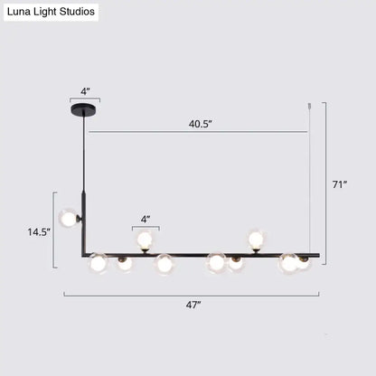 Modern black metal 5 light sleek glass pendant dining room chandelier