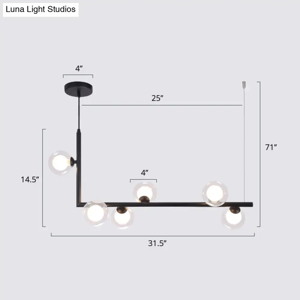 Modern black metal 5 light sleek glass pendant dining room chandelier