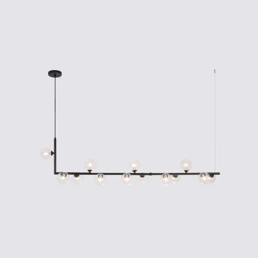 Modern black metal 5 light sleek glass pendant dining room chandelier