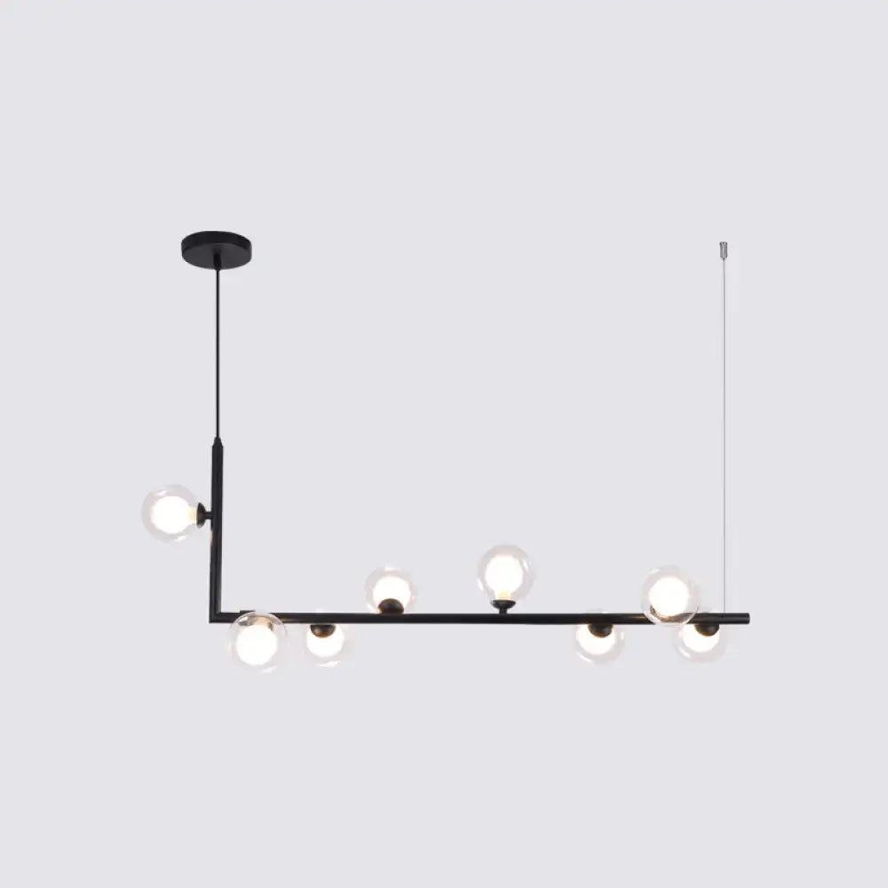 Modern black metal 5 light sleek glass pendant dining room chandelier