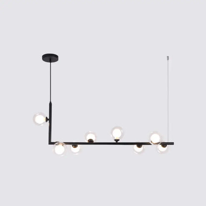 Modern black metal 5 light sleek glass pendant dining room chandelier