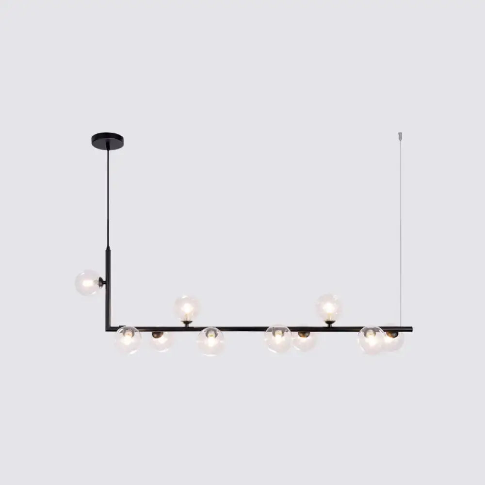 Modern black metal 5 light sleek glass pendant dining room chandelier
