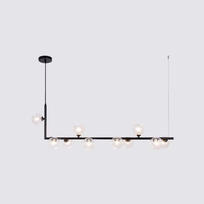 Modern black metal 5 light sleek glass pendant dining room chandelier