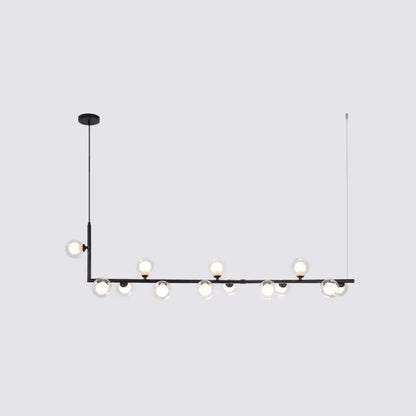 Modern black metal 5 light sleek glass pendant dining room chandelier