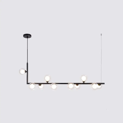 Modern black metal 5 light sleek glass pendant dining room chandelier