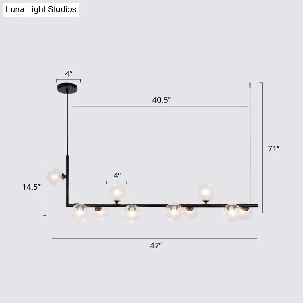 Modern black metal 5 light sleek glass pendant dining room chandelier
