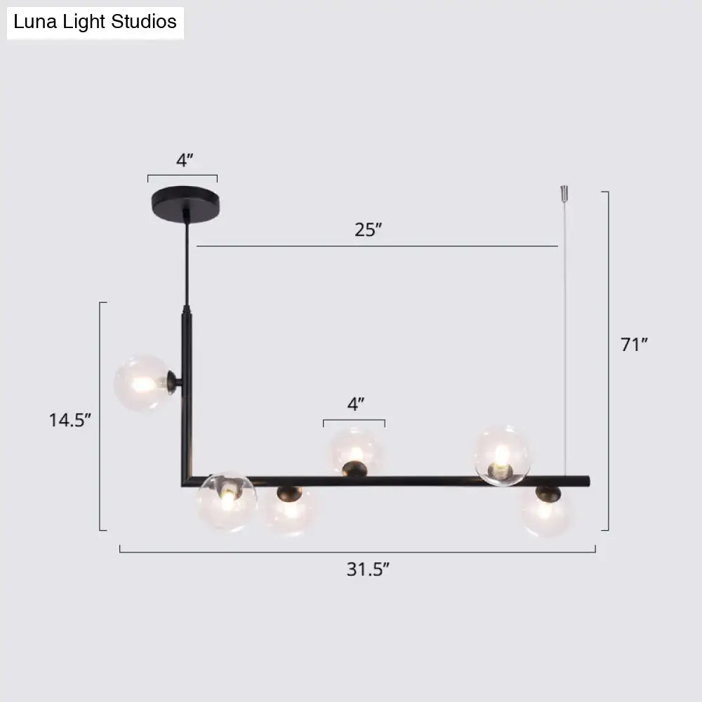Modern black metal 5 light sleek glass pendant dining room chandelier