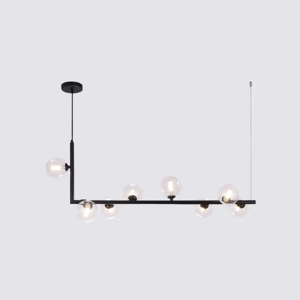 Modern black metal 5 light sleek glass pendant dining room chandelier
