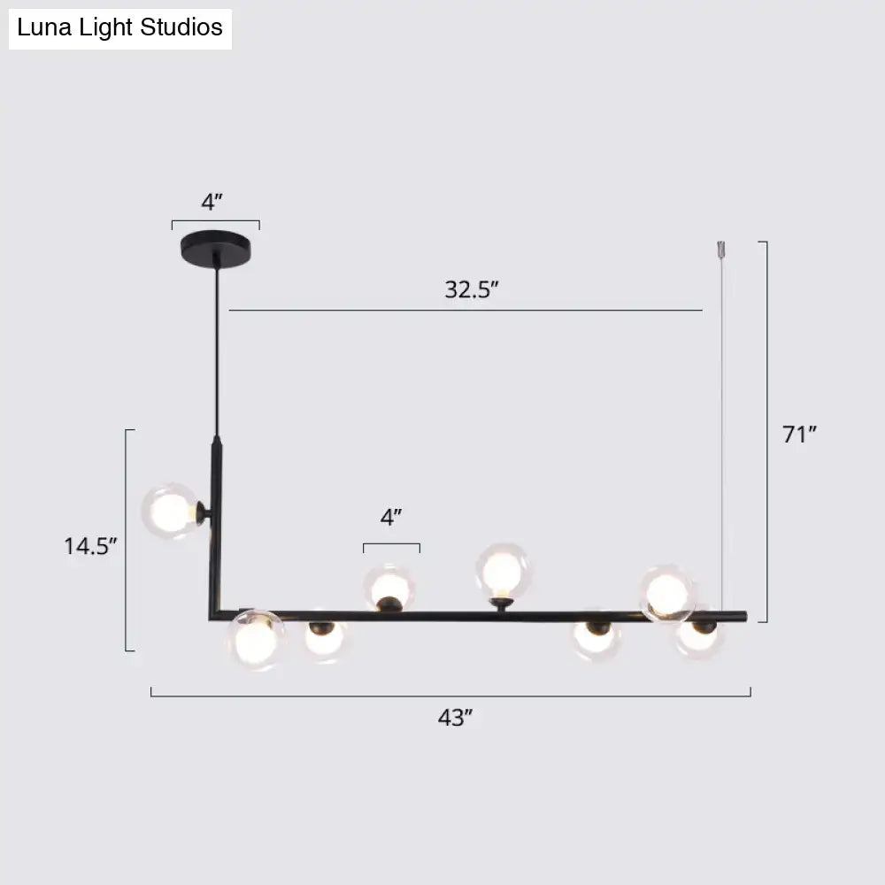 Modern black metal 5 light sleek glass pendant dining room chandelier