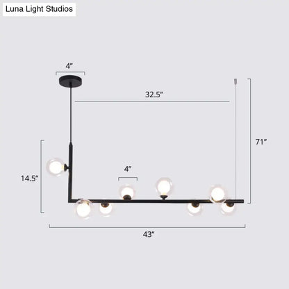 Modern black metal 5 light sleek glass pendant dining room chandelier