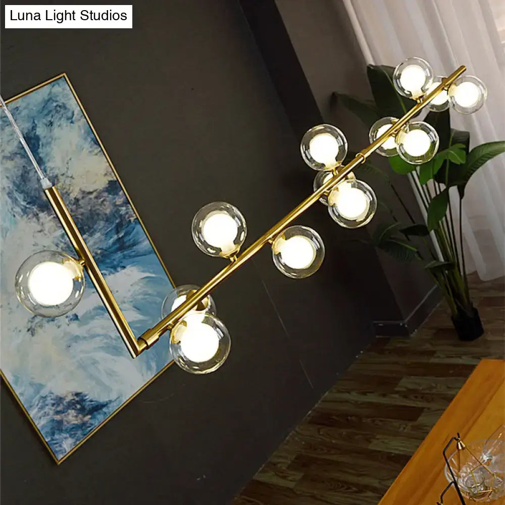 Modern black metal 5 light sleek glass pendant dining room chandelier