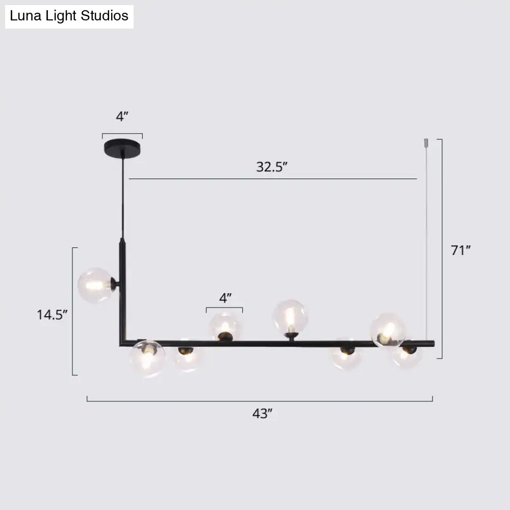 Modern black metal 5 light sleek glass pendant dining room chandelier
