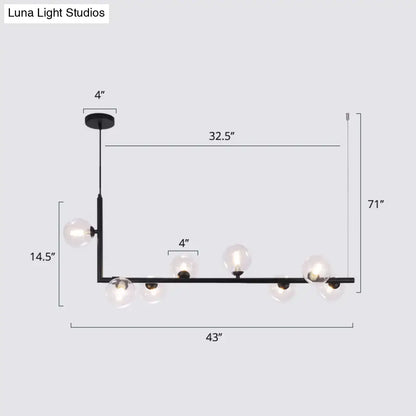 Modern black metal 5 light sleek glass pendant dining room chandelier