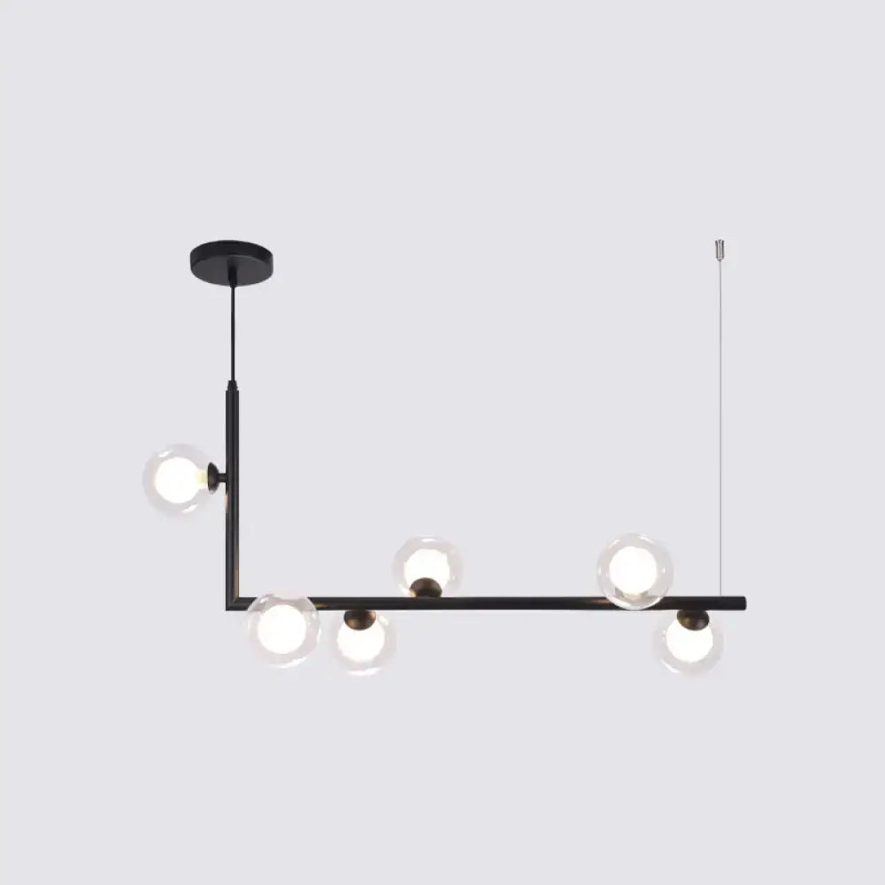 Modern black metal 5 light sleek glass pendant dining room chandelier