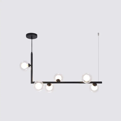 Modern black metal 5 light sleek glass pendant dining room chandelier