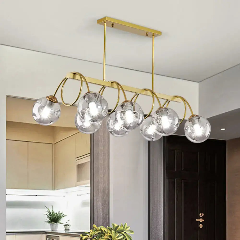 Modern gold finish spiral island light dining room chandelier