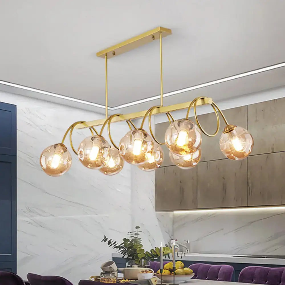 Modern gold finish spiral island light dining room chandelier