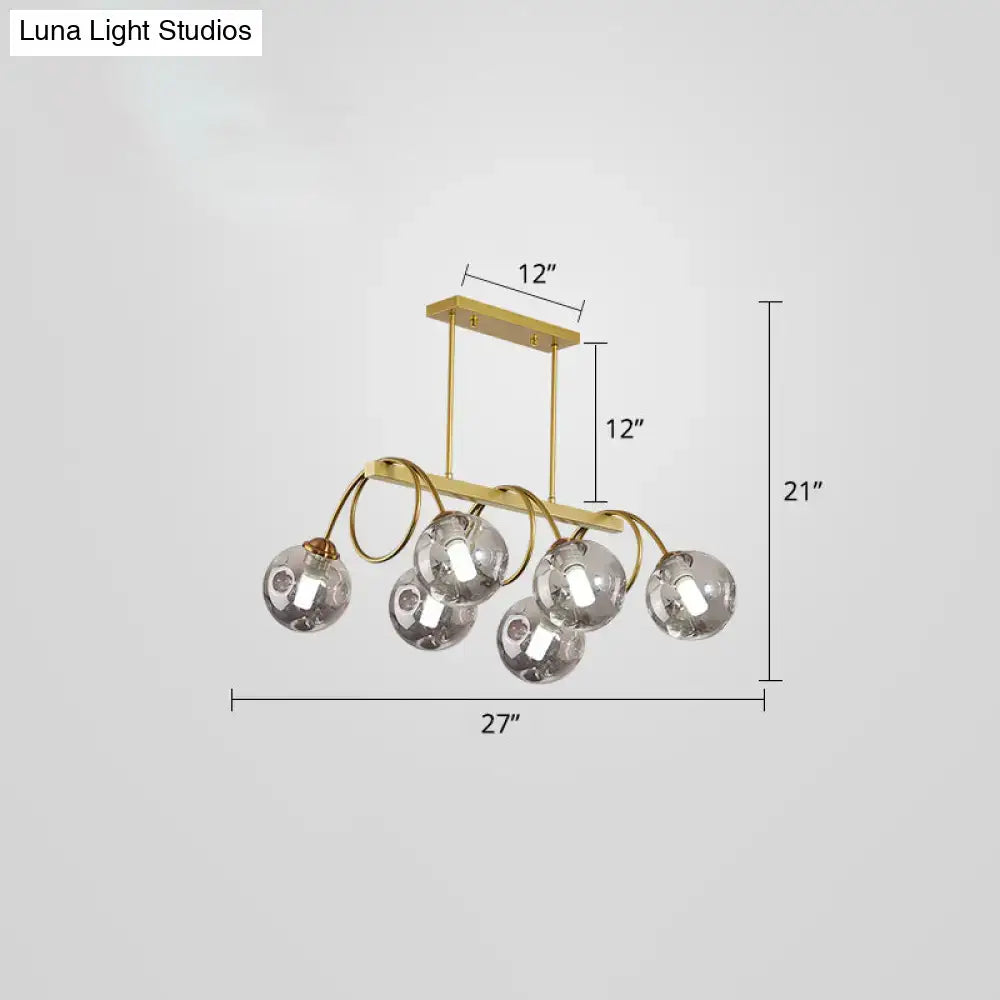 Modern gold finish spiral island light dining room chandelier
