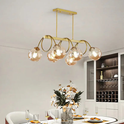 Modern gold finish spiral island light dining room chandelier