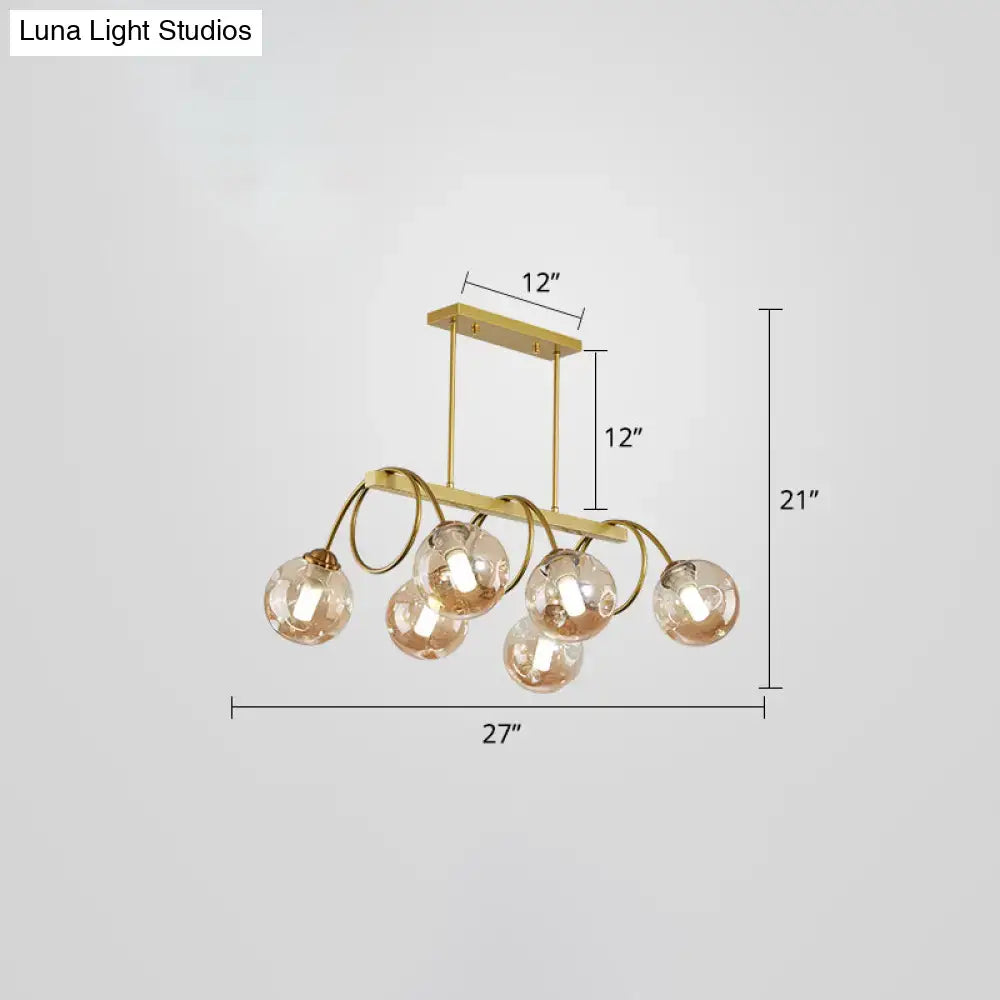 Modern gold finish spiral island light dining room chandelier