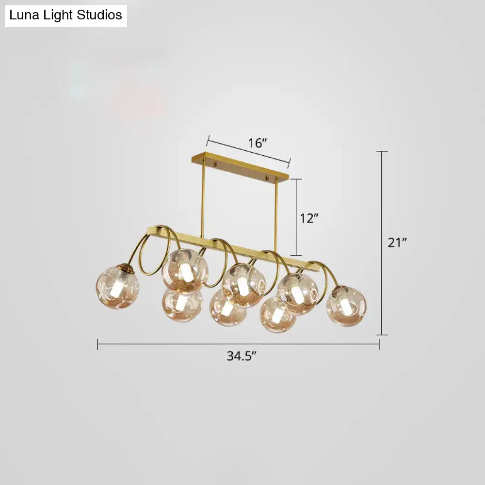 Modern gold finish spiral island light dining room chandelier