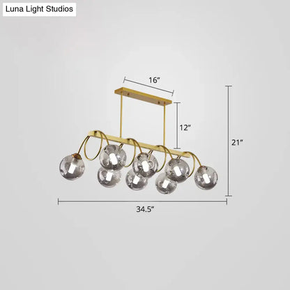 Modern gold finish spiral island light dining room chandelier