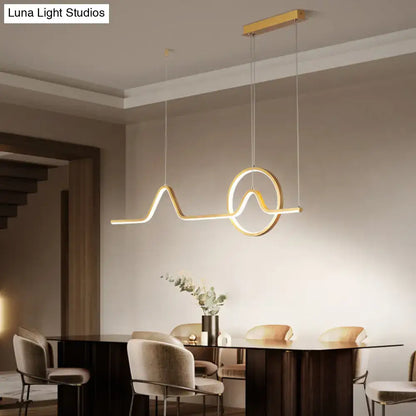 Modern gold minimalist island light fixture for living room