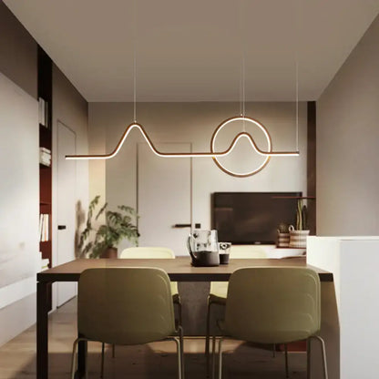 Modern gold minimalist island light fixture for living room