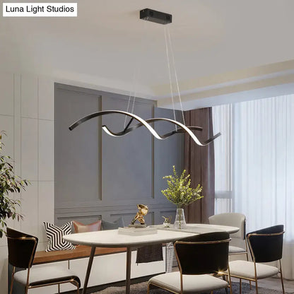 Modern black & white led wave pendant – dining room aluminium simplicity