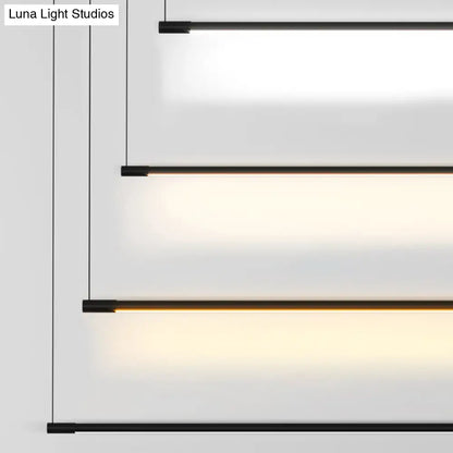 Modern black linear led island lamp kitchen pendant light