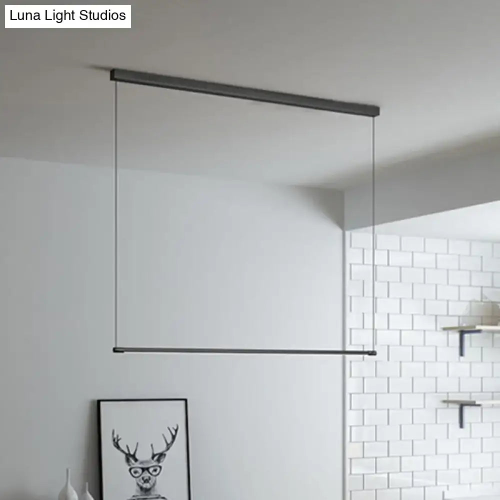 Modern black linear led island lamp kitchen pendant light