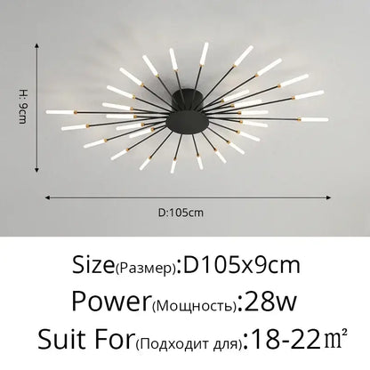 Modern gold nordic led ceiling light for living room