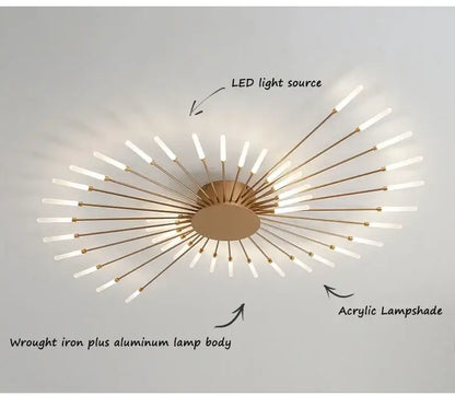 Modern gold nordic led ceiling light for living room